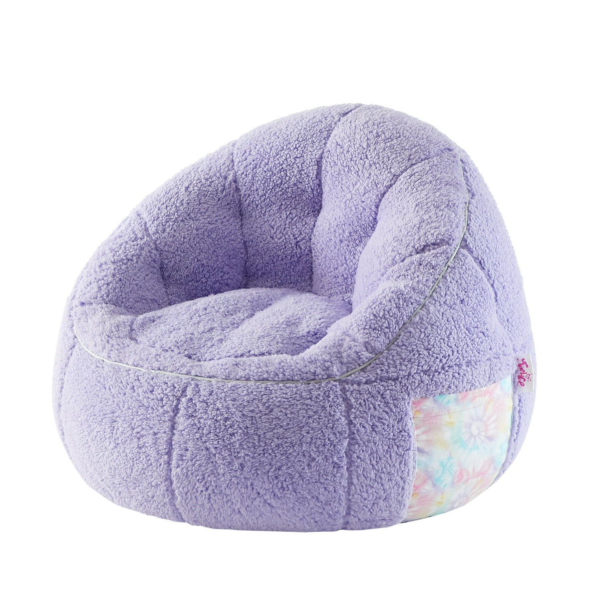 Heritage Kids Soft Teddy Sherpa Purple Bean Bag Chair with Side Pocket,Cozy Seating for Relaxing