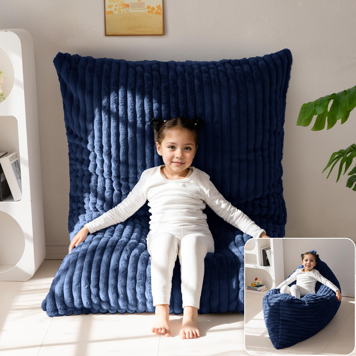 MAXYOYO 3 in 1 Kids Bean Bag Chair, Comfy Floor Sofa with Removed Cover