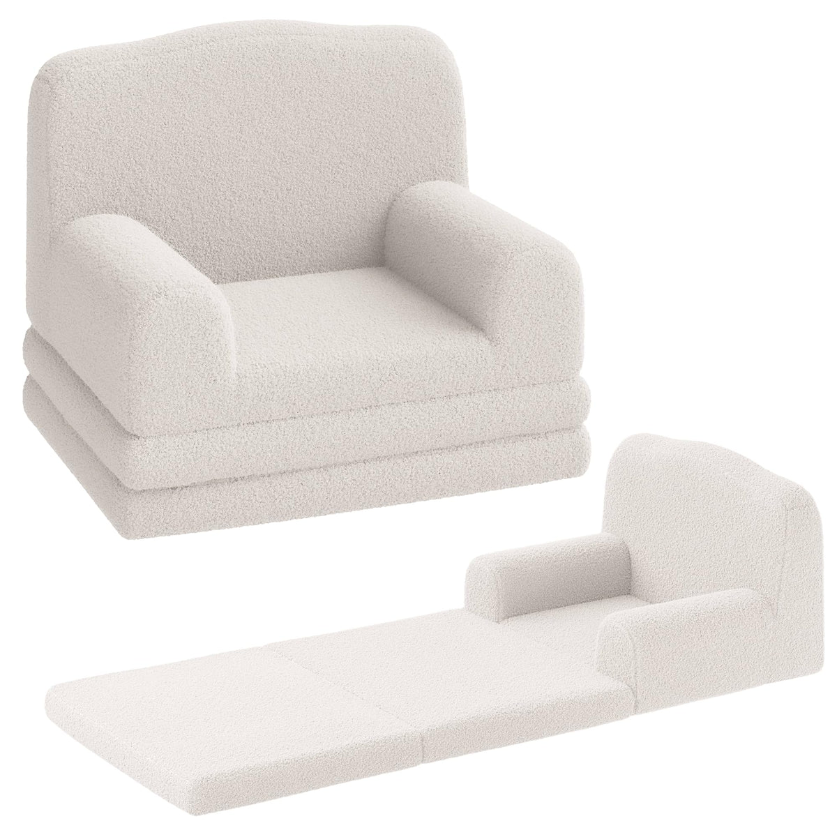 Kids Sofa Chair, Foldable Kids Couch, Fold Out Couch with Blanket