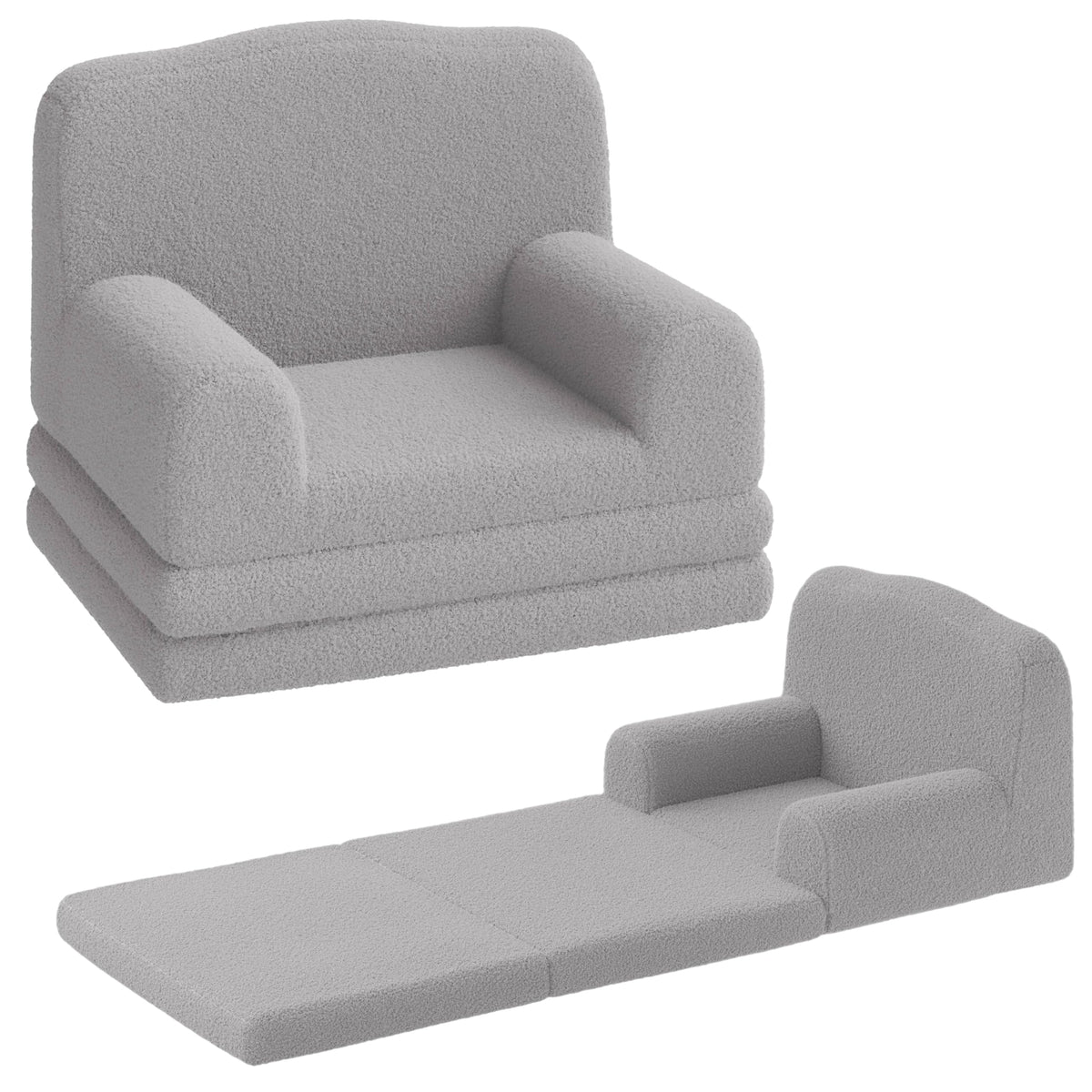 Kids Sofa Chair, Foldable Kids Couch, Fold Out Couch with Blanket