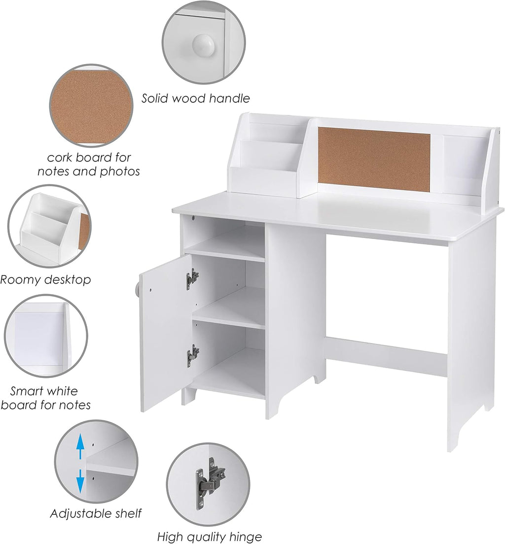 UTEX Wooden Kids Study Desk with Hutch and Storage for Ages 3-8