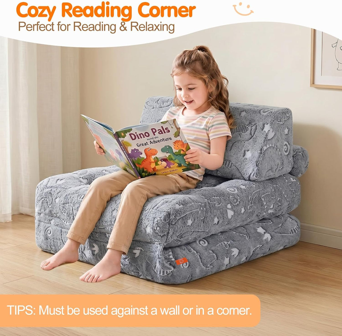 MeMoreCool Kids Couch, 3-in-1 Fold-Out Foam Chair