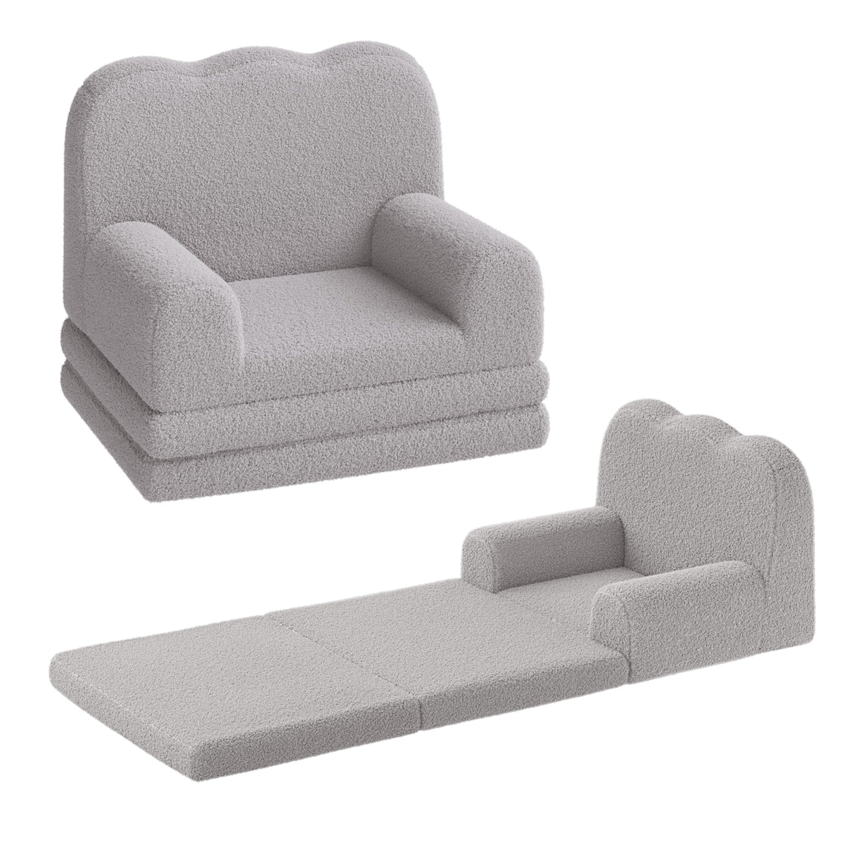 Kids Sofa Chair, Foldable Kids Couch, Fold Out Couch with Blanket