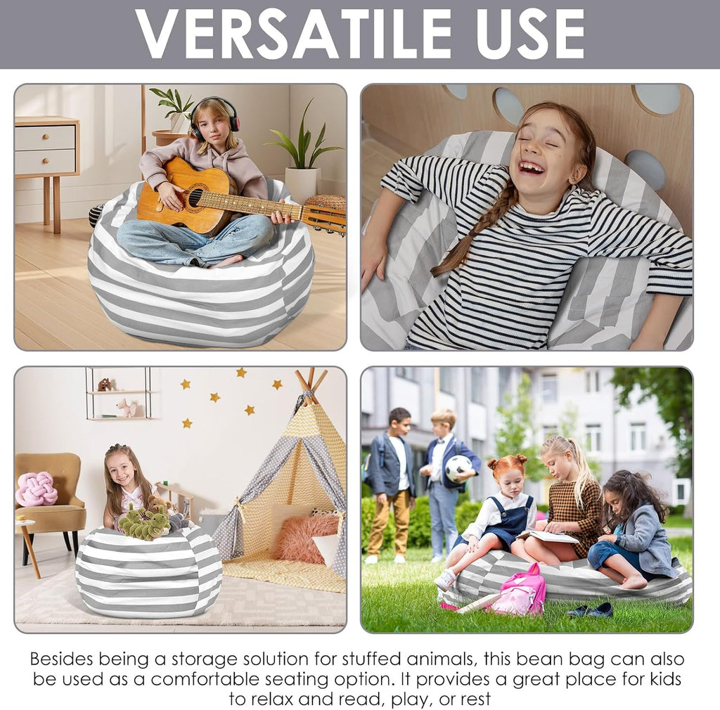 Bag Storage Chair Cover Versatile with Zipper, 38 in Long Stuffed Animal Storage Bean Bag Chair Cloth for Kids, Sturdy Beanbag Covers, Large Capacity Storages Bean Bags Cover for Organizing Things