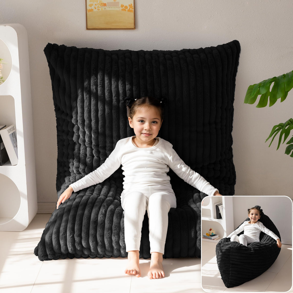 MAXYOYO 3 in 1 Kids Bean Bag Chair, Comfy Floor Sofa with Removed Cover