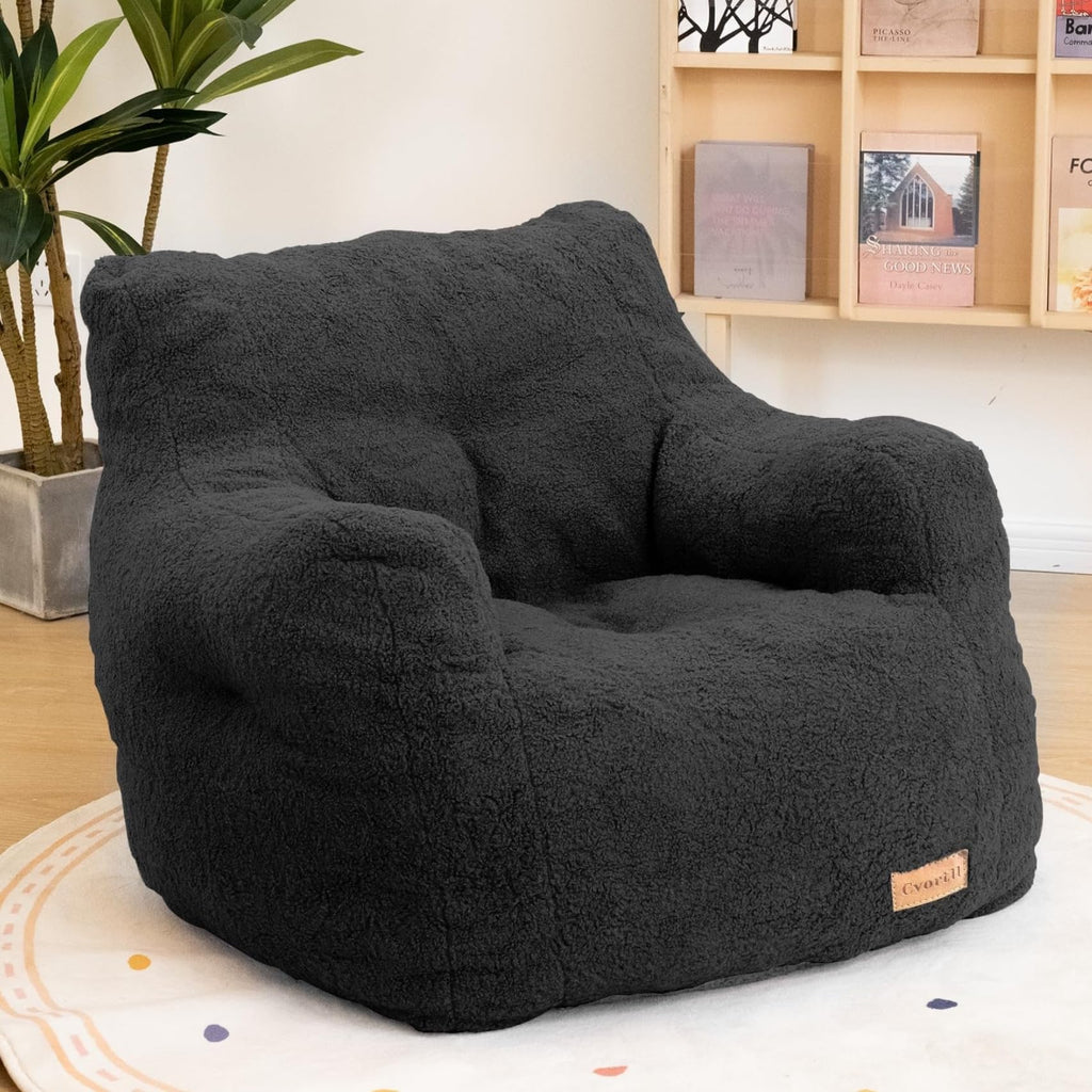 Cvortll Bean Bag Chair with Filler, Bean Bag Sofa with Tufted Soft Stuffed Filling, Fluffy and Lazy Sofa, Comfy Cozy BeanBag Chairs with Memory Foam for Dorm, Apartment, Living Room (White)