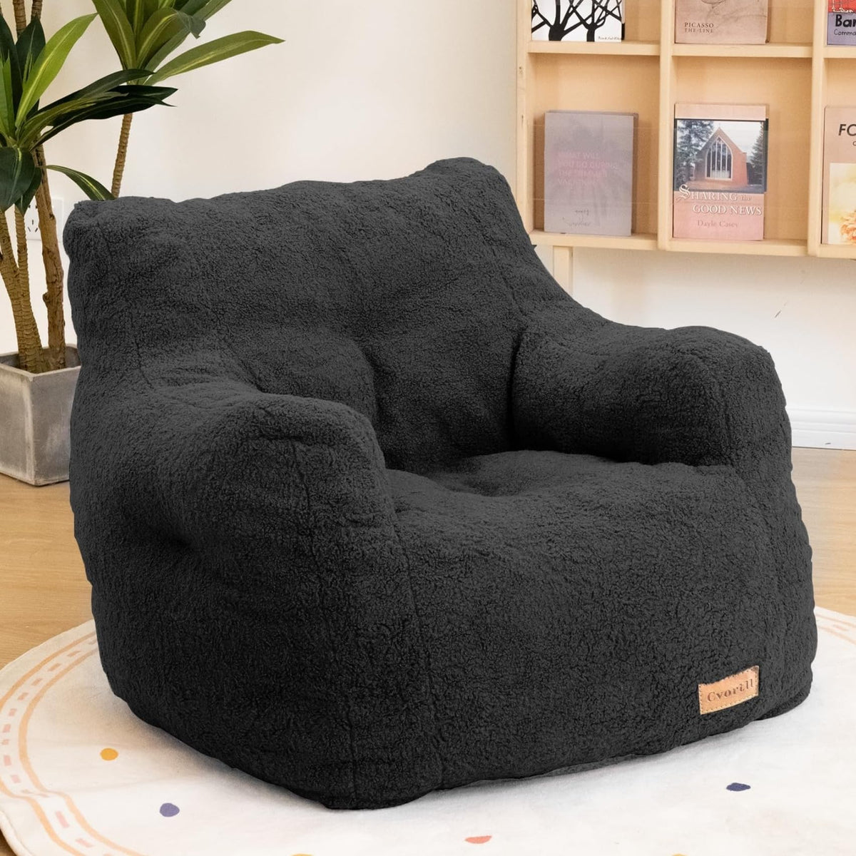 Cvortll Bean Bag Chair with Filler, Bean Bag Sofa with Tufted Soft Stuffed Filling, Fluffy and Lazy Sofa, Comfy Cozy BeanBag Chairs with Memory Foam for Dorm, Apartment, Living Room (White)