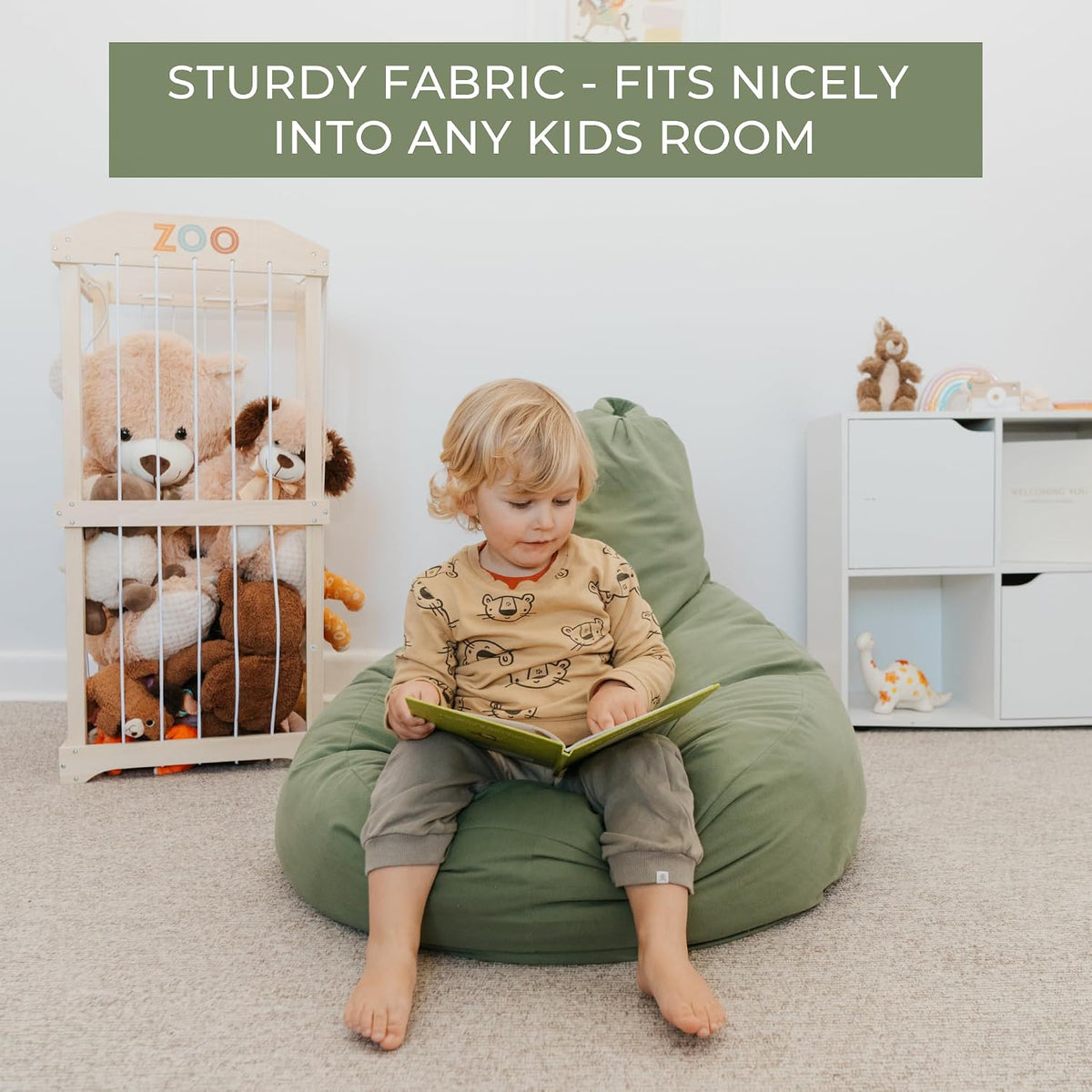 ZICOTO Stuffed Animal Storage Bean Bag Chair Cover for Kids - Cover Only
