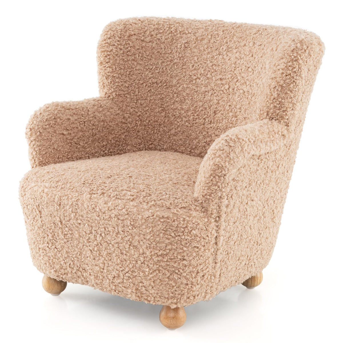 HONEY JOY Toddler Couch, Comfy Kids Chair w/Solid Wooden Frame & Sherpa Fabric, Upholstered Armchair Preschool Furniture, Baby Couch for Playroom, Kids Sofa for Girls Boys (Brown)