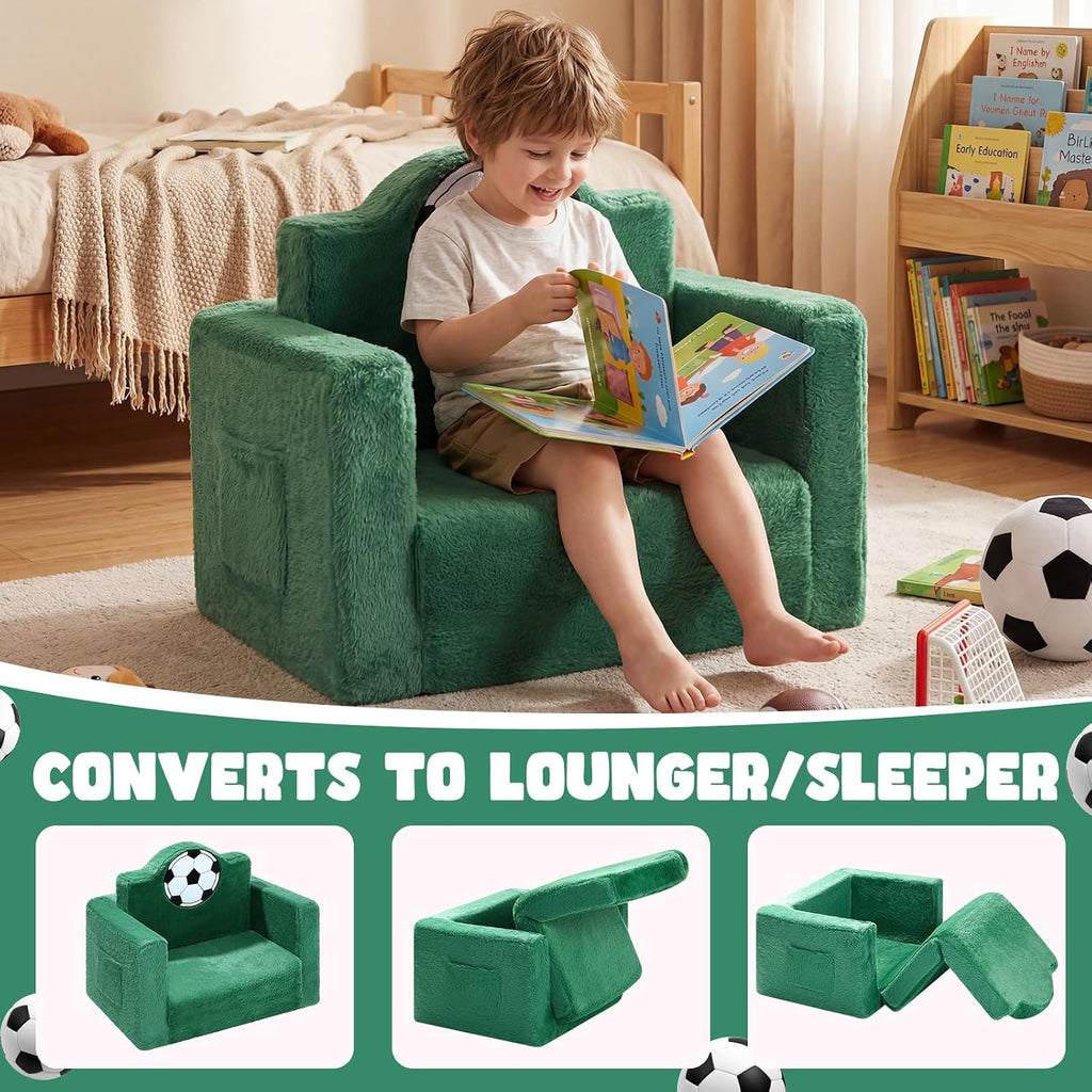 Novabright Kids Chair or Couch, 2-in-1 Soft Foldable Couch,Soccer