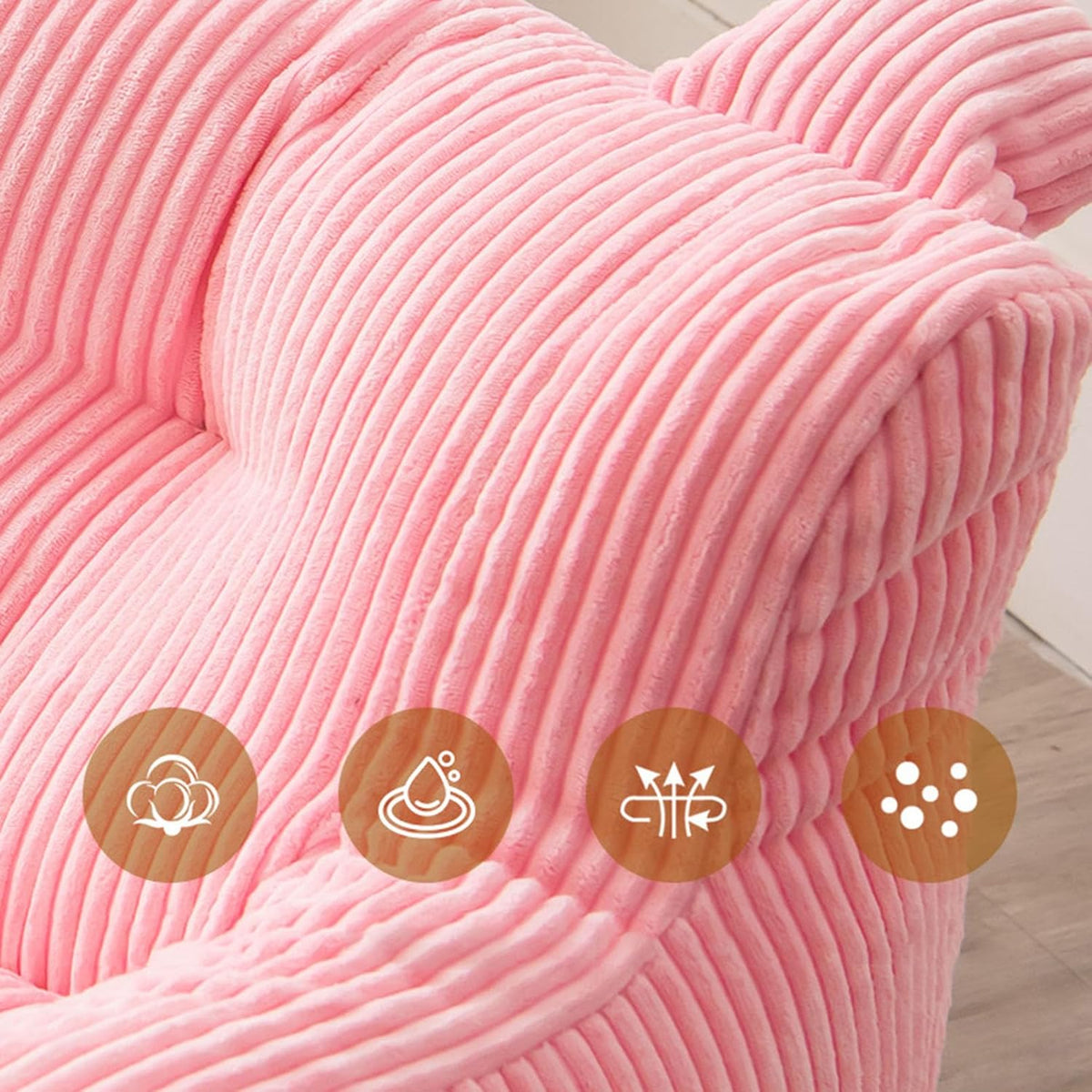 Bean Bag Chair Cover, (No Filler) Stuffed Animal Storage Premium Cotton Linen, Sun-Flower Shaped Relax Furniture for Decorate Your House 58x58x48cm,Yellow
