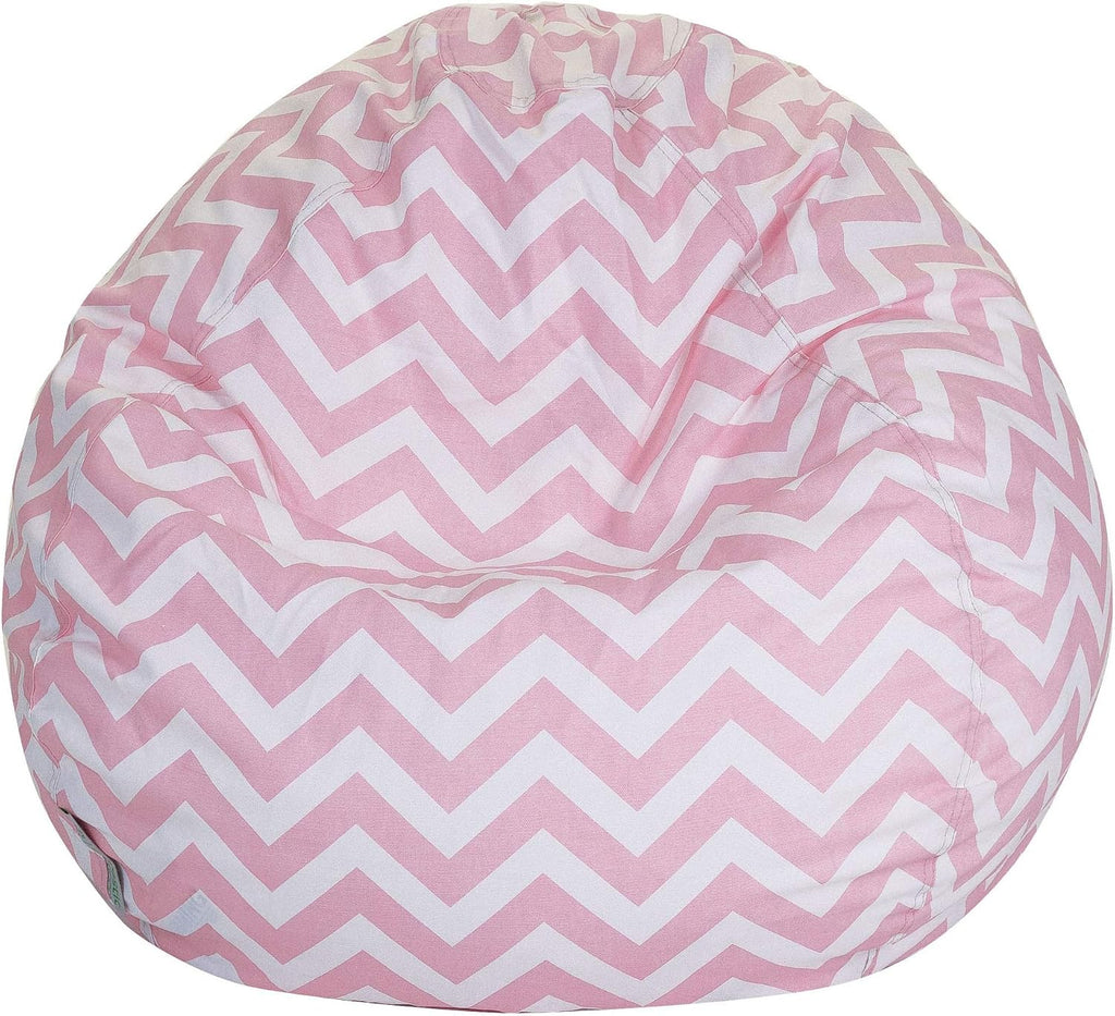 Majestic Home Goods Classic Bean Bag Chair - Chevron Giant Classic Bean Bags for Small Adults and Kids (28 x 28 x 22 Inches) (Baby Pink)