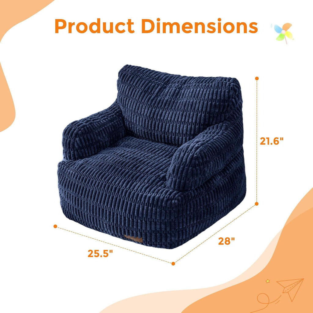 Kids Bean Bag Chair, Comfy Bean Bag Sofa with Filler, Bean Bag Chair for Boys and Girls, Lazy Sofa with Pocket Floor Chair for Gaming, Reading,Green