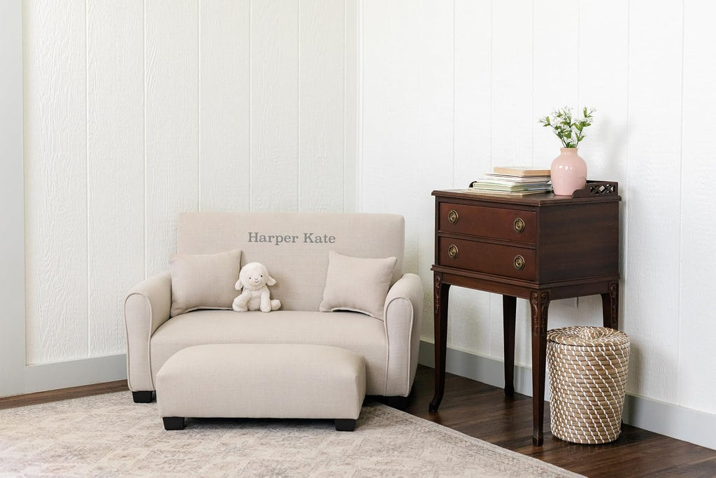 Custom Toddler Sofa Couch with Ottoman and Pillows