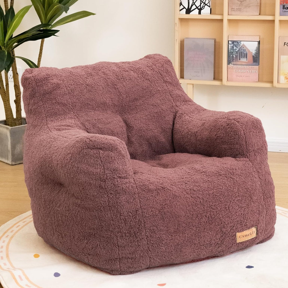 Cvortll Bean Bag Chair with Filler, Bean Bag Sofa with Tufted Soft Stuffed Filling, Fluffy and Lazy Sofa, Comfy Cozy BeanBag Chairs with Memory Foam for Dorm, Apartment, Living Room (White)