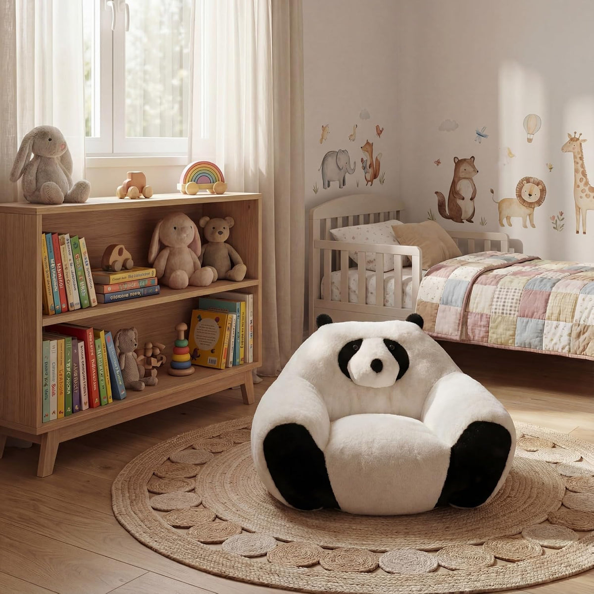 Bean Bag Chair, Panda Shaped Bean Bag Sofa with High Density Shredded Foam, Faux Fur Accent Chair for Bedroom, Living Room and Playroom