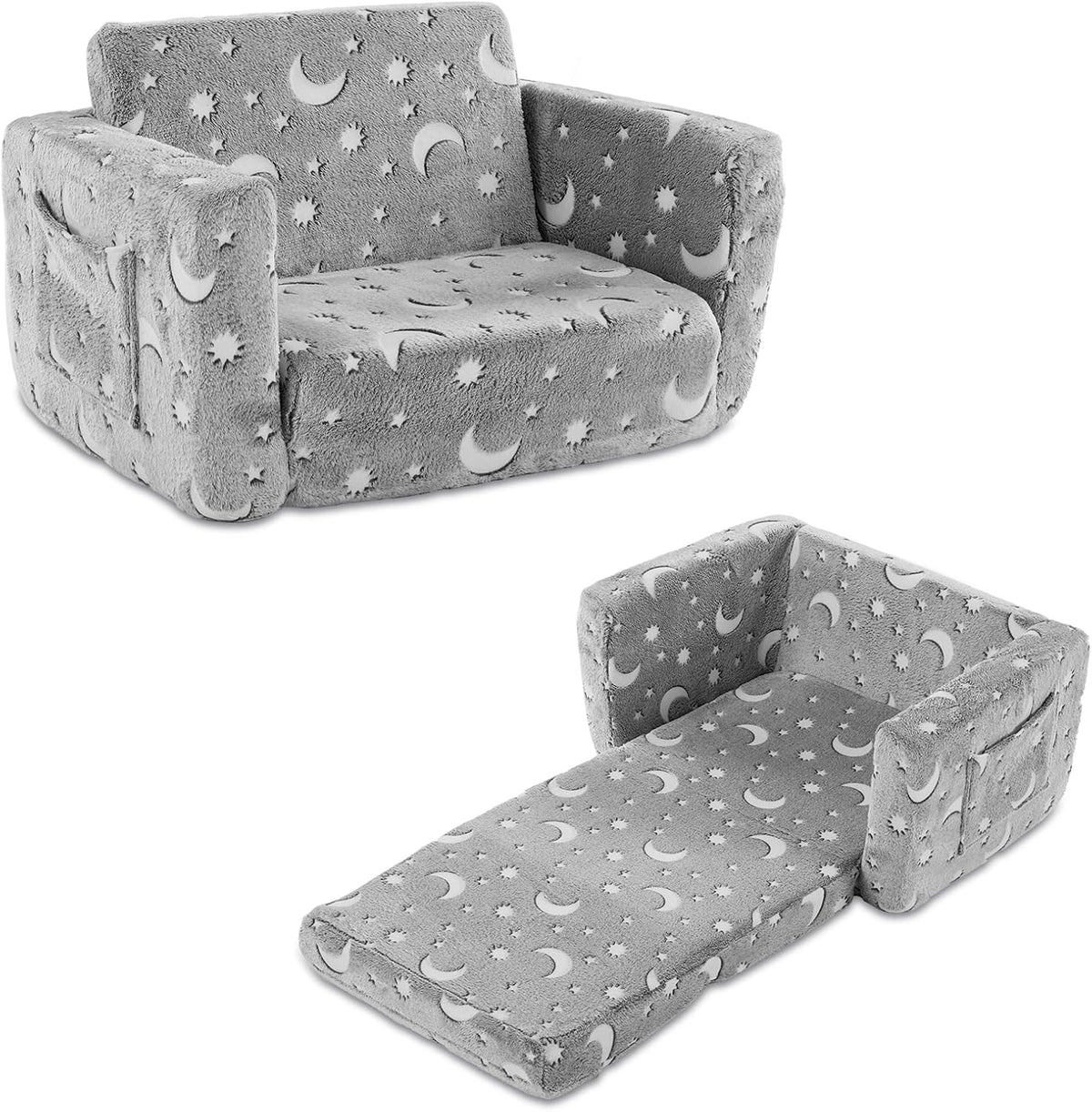 Couch, Fold Out Sofa Chair, Foam, Washable,Fold Out Foam Sofa Chair for Reading Corner, Gift,Dark Star