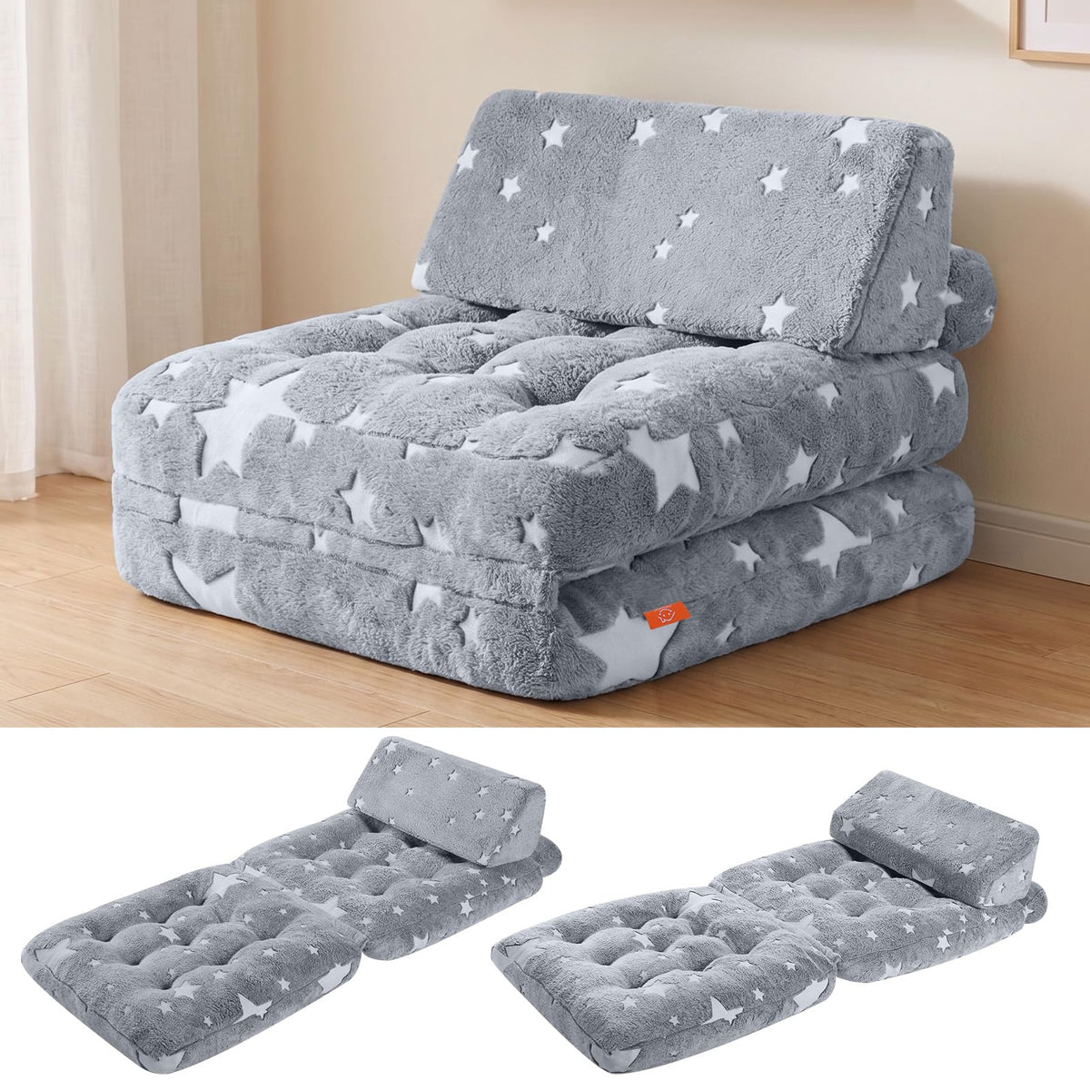 MeMoreCool Kids Couch, 3-in-1 Fold-Out Foam Chair