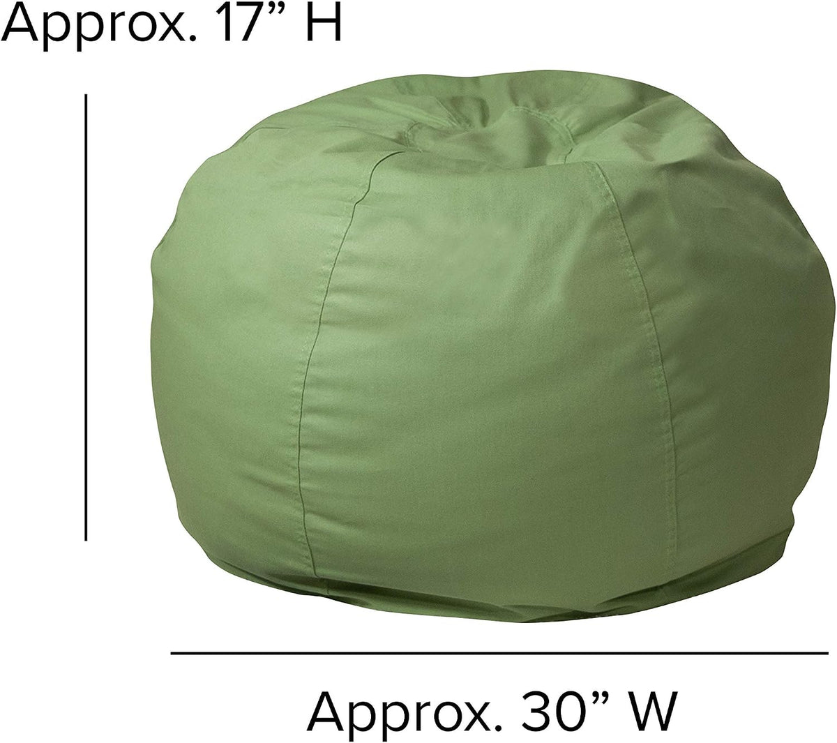 BizChair Small Solid Green Refillable Bean Bag Chair for Kids and Teens