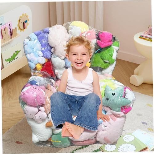 Bean Bag Stuffed Animal Storage Waterproof PVC Clear Bean Bag with Zipper Stuffable for Kids Toddler Armchair for Organizing Kids Rooms Toy Storage Bags Stuffed Animal Bath Toy