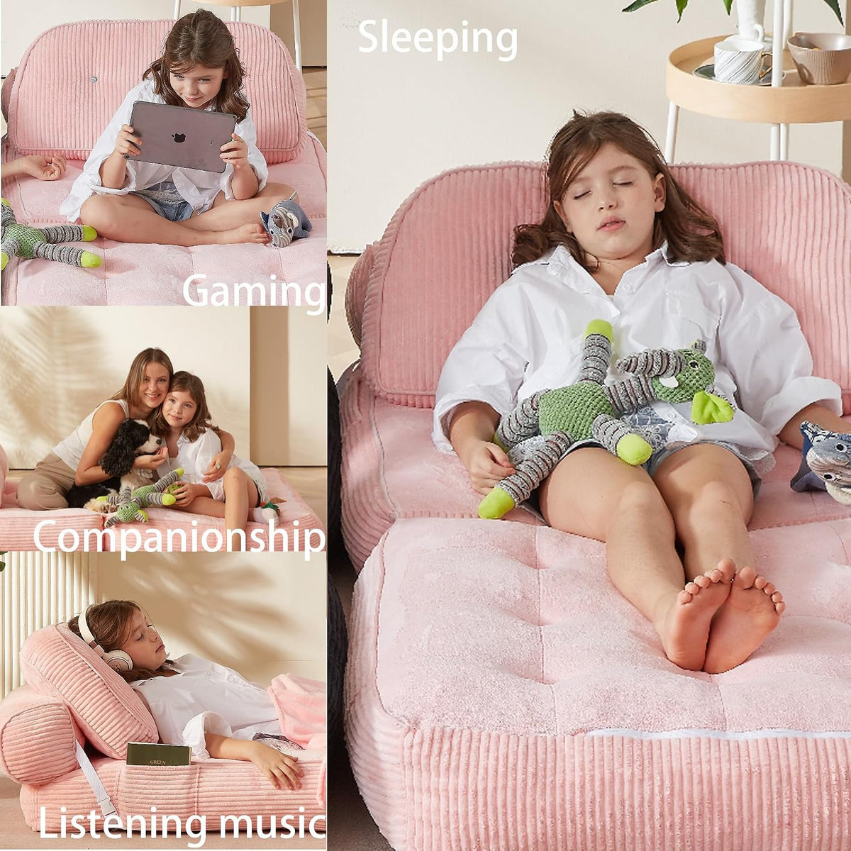30" Kids Convertible Futon Sofa Bed,Foldable Sleeper Chair, Odorless & No Assembly,Space-Saving for Children's Room