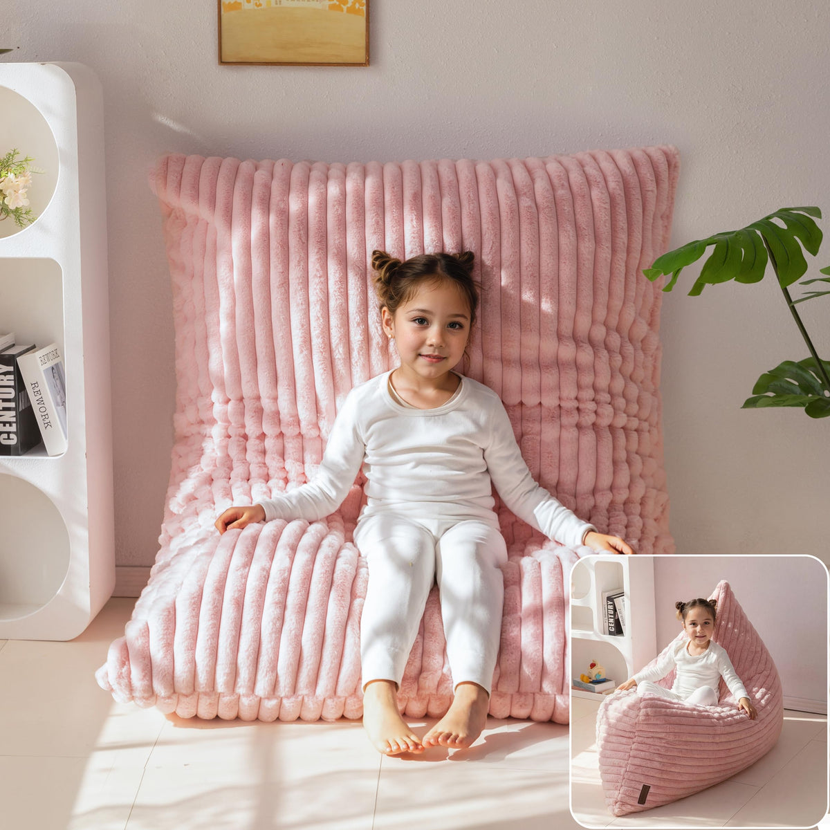 MAXYOYO 3 in 1 Kids Bean Bag Chair, Comfy Floor Sofa with Removed Cover