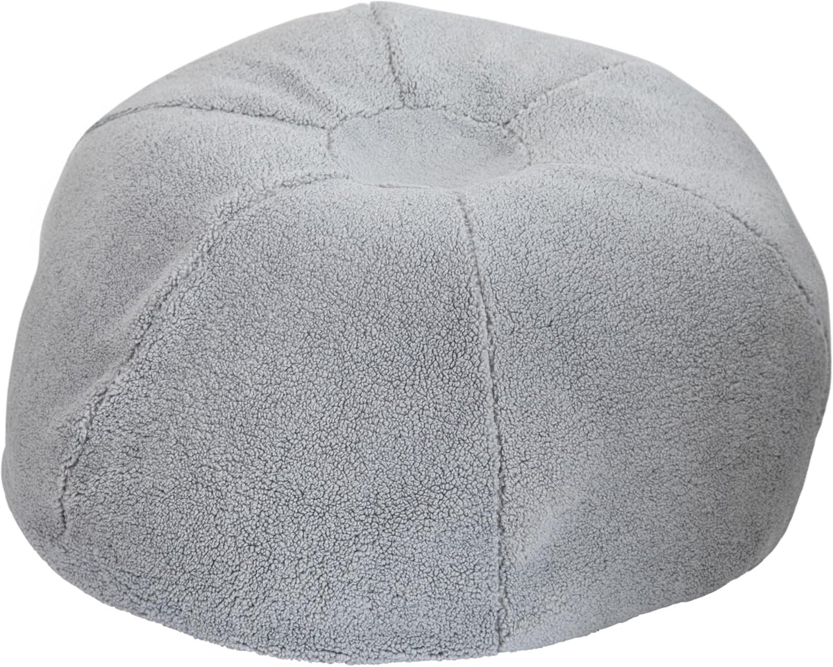 EMMA + OLIVER Gray Large Faux Shearling Bean Bag Chair