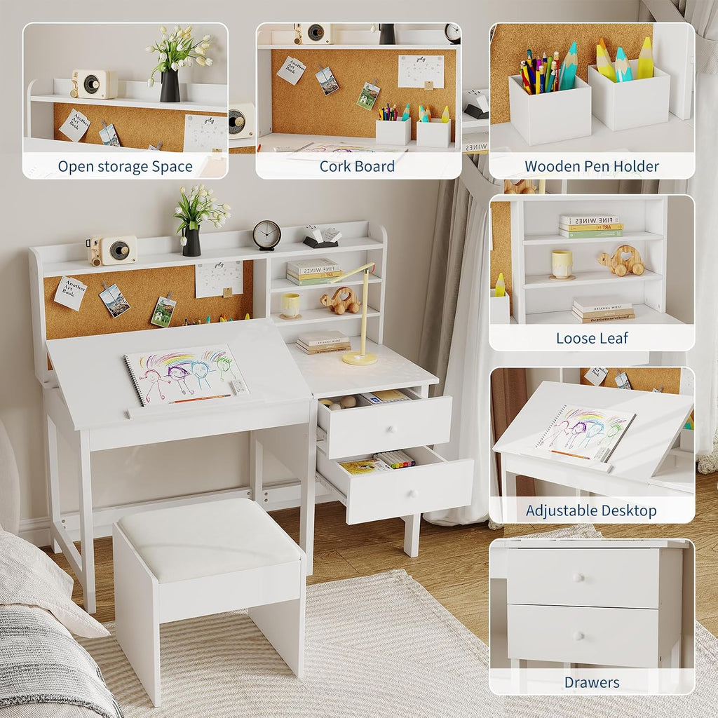 Garvee Kids Desk and Chair Set with Adjustable Tilt Desktop
