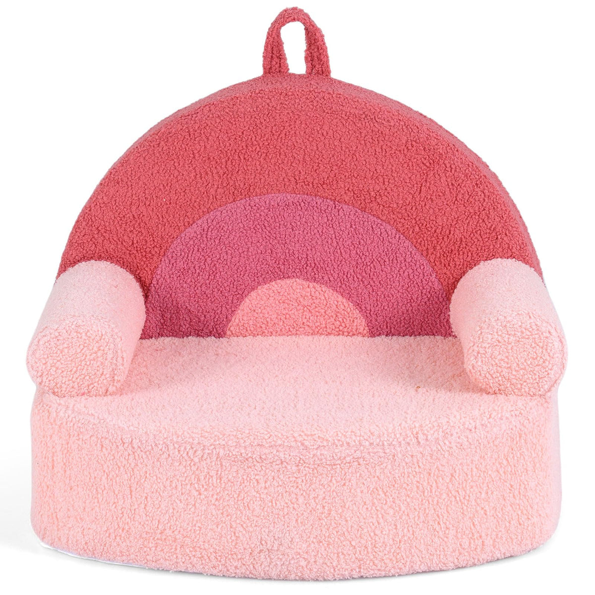 Costzon Kids Couch, Comfy Toddler Soft Sofa Chair with Fleece Fabric Cover, Kids Furniture for Playroom, Children Reading Armchair for Boys & Girls Gifts Aged 3+ (Medial,Red Mushroom)