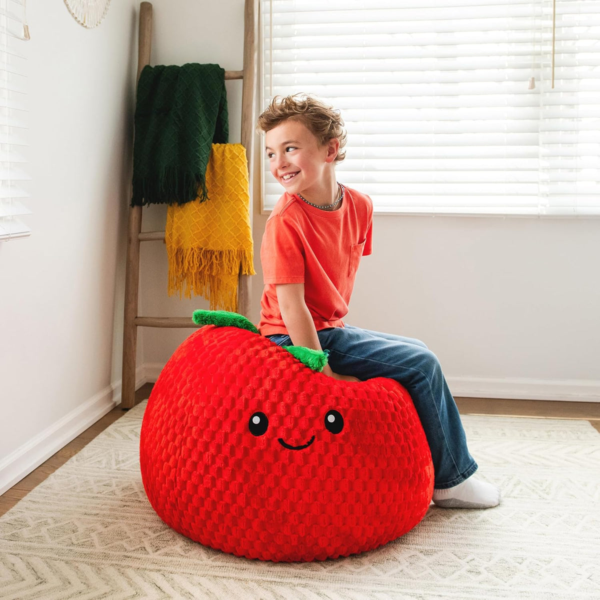 Big Joe Strawberry PlushiPals 2 Pack Super Soft Bean Bag Chair for Kids, Ultra-Soft Plush Polyester Blend, 2.5 feet Refillable