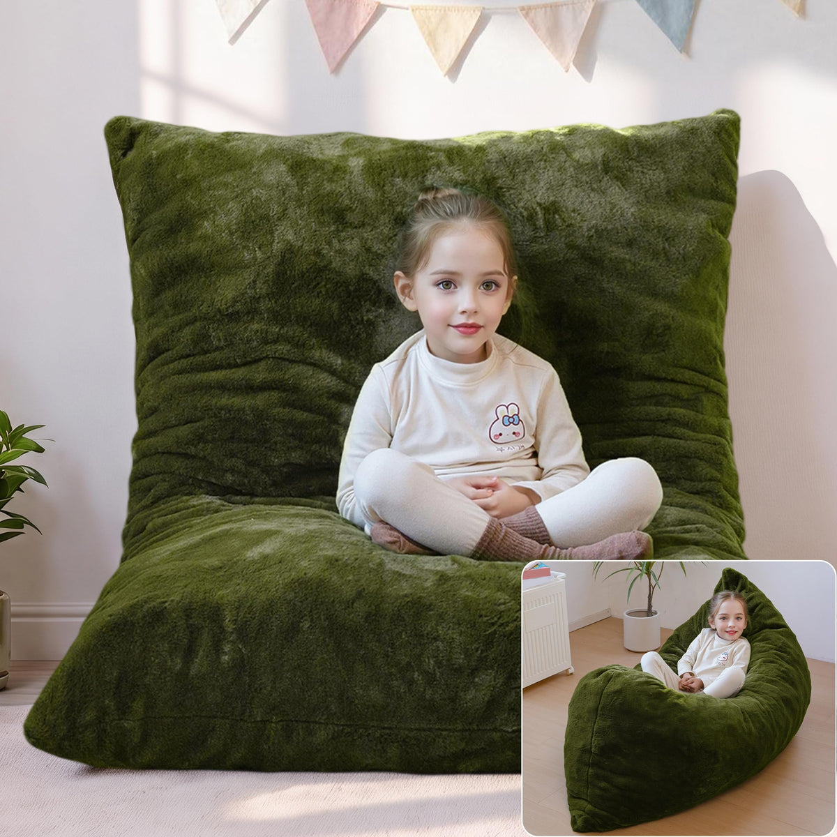 MAXYOYO 3 in 1 Kids Bean Bag Chair, Comfy Floor Sofa with Removed Cover