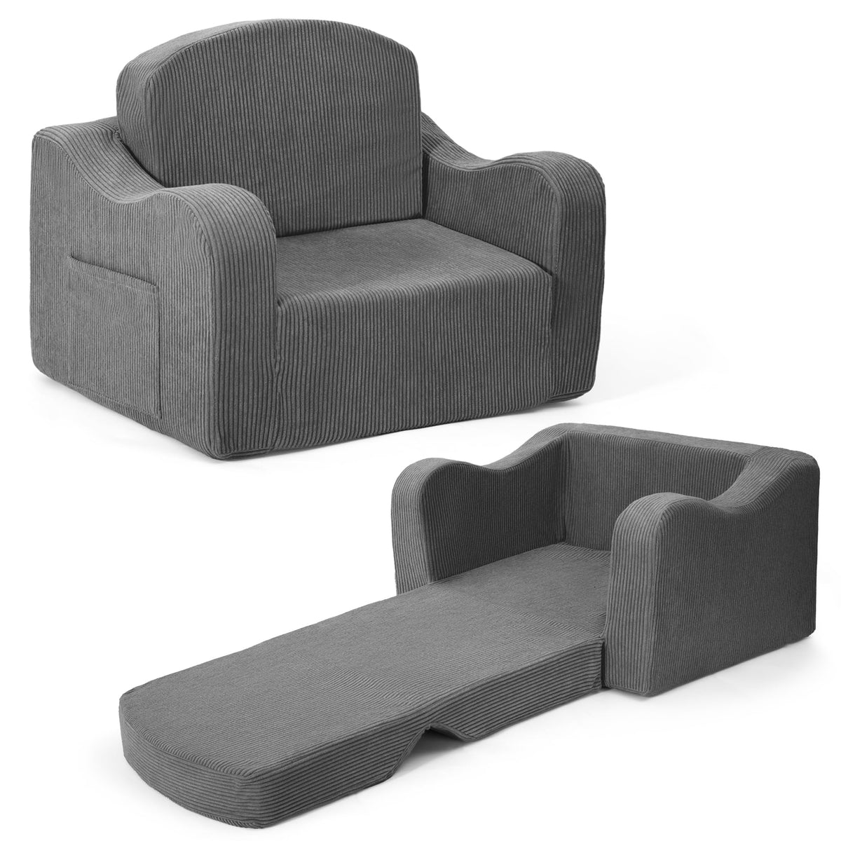 Airpanda Kids Sofa Chair, 2-in-1 Kids Couch, Fold Out Foam Sofa, Green