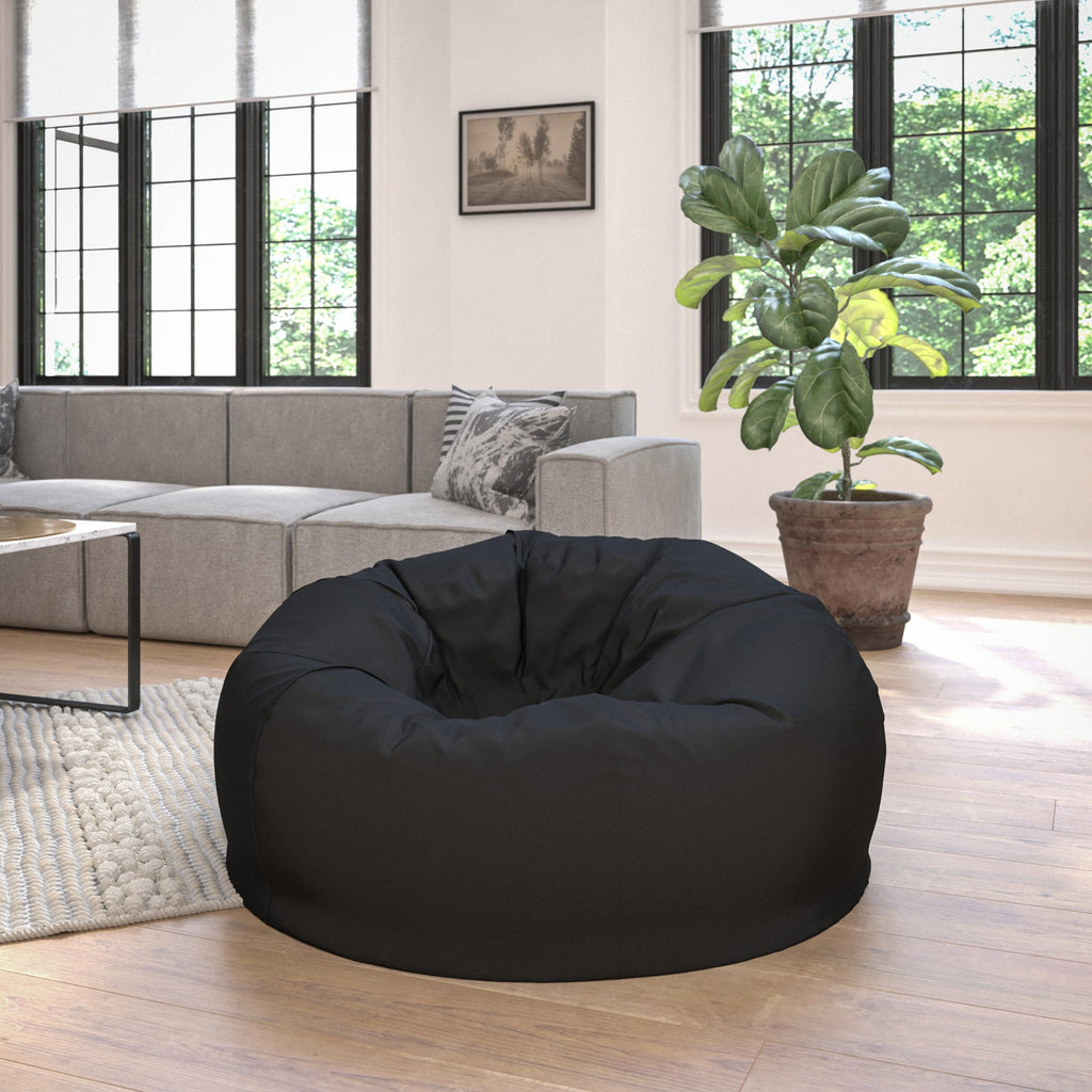EMMA + OLIVER Gray Large Faux Shearling Bean Bag Chair