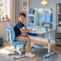 HEVIRGO Kids Desk and Chair Set, Height Adjustable Study Table with Drawer