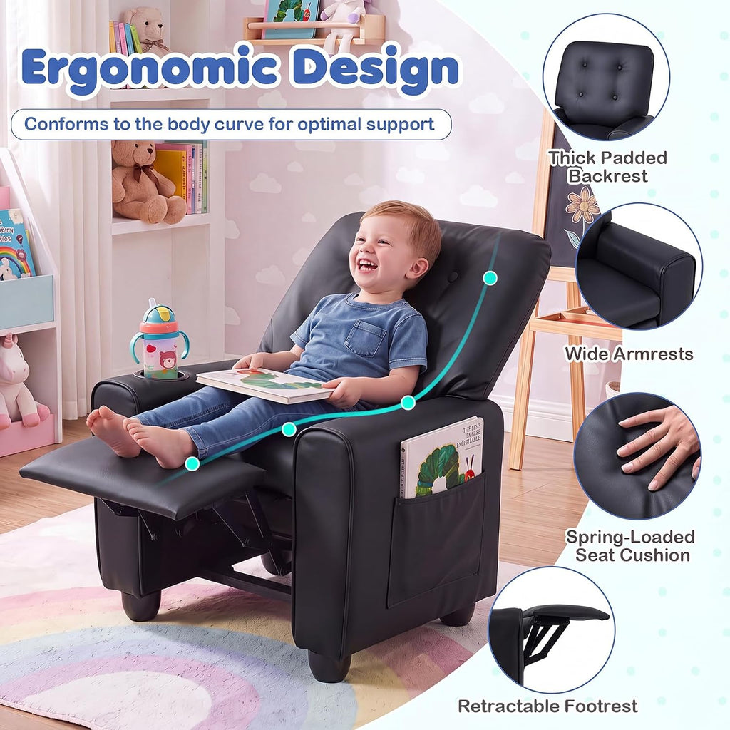 HONEY JOY Kids Recliner Chair, PU Leather Toddler Sofa for Ages 3+