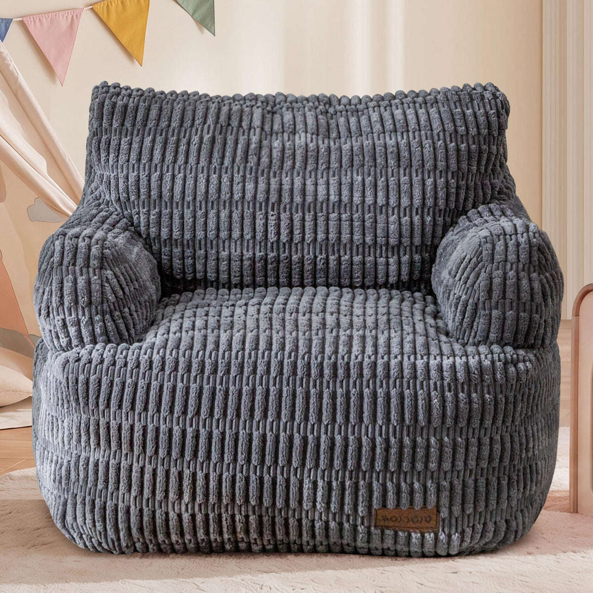 Kids Bean Bag Chair, Comfy Bean Bag Sofa with Filler, Bean Bag Chair for Boys and Girls, Lazy Sofa with Pocket Floor Chair for Gaming, Reading,Green
