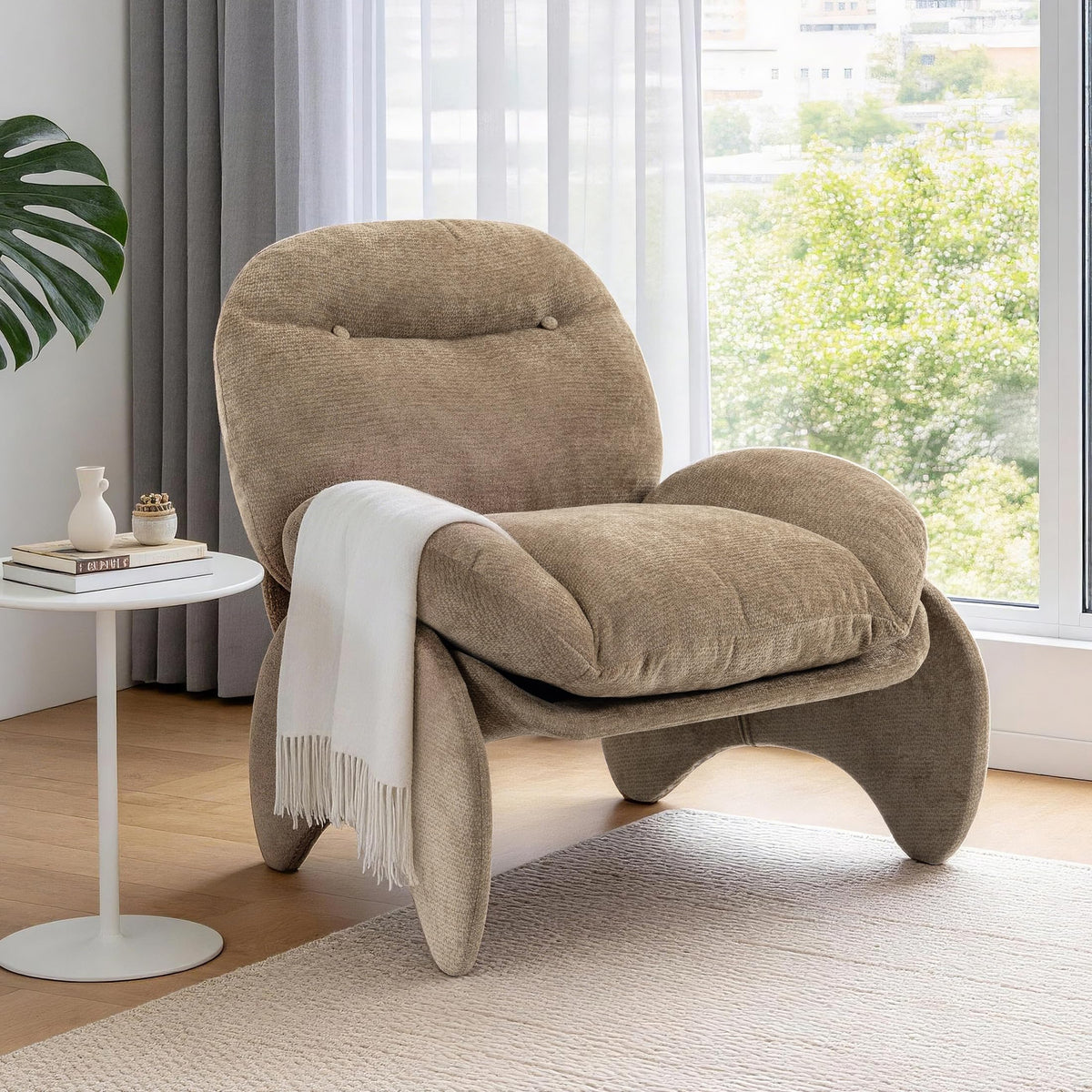 Funny Crab Design Novelty Accent Chair for Adults Teens, Soft Chenille Fabric Unique Animal Themed Kids Sofa, Cute Lounger for Bedroom, Living Room, Dorm, Apartment (Blue)