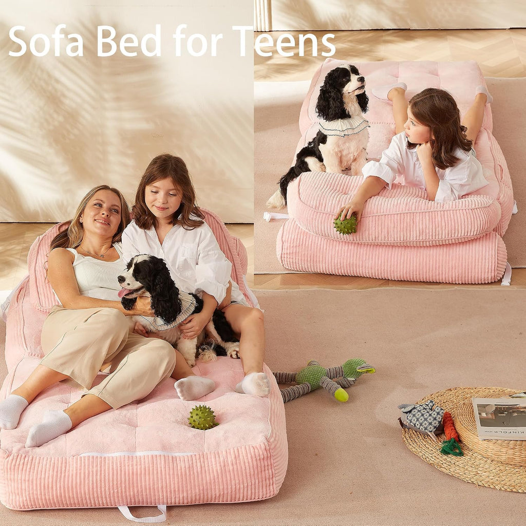 30" Kids Convertible Futon Sofa Bed,Foldable Sleeper Chair, Odorless & No Assembly,Space-Saving for Children's Room
