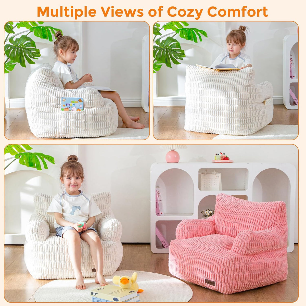 MAXYOYO Kids Bean Bag Chair, Comfy Bean Bag Sofa with Filler