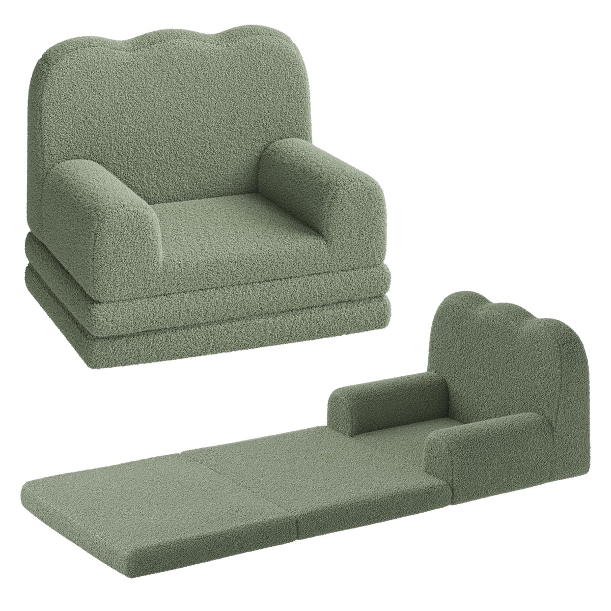 Kids Sofa Chair, Foldable Kids Couch, Fold Out Couch with Blanket