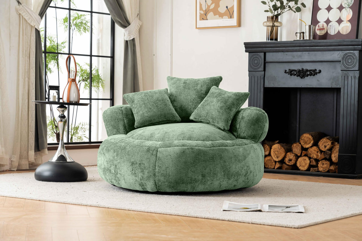 Bean Bag Chair with Pillows,No Assembly Boneless, Easy-Clean Round Beanbag
