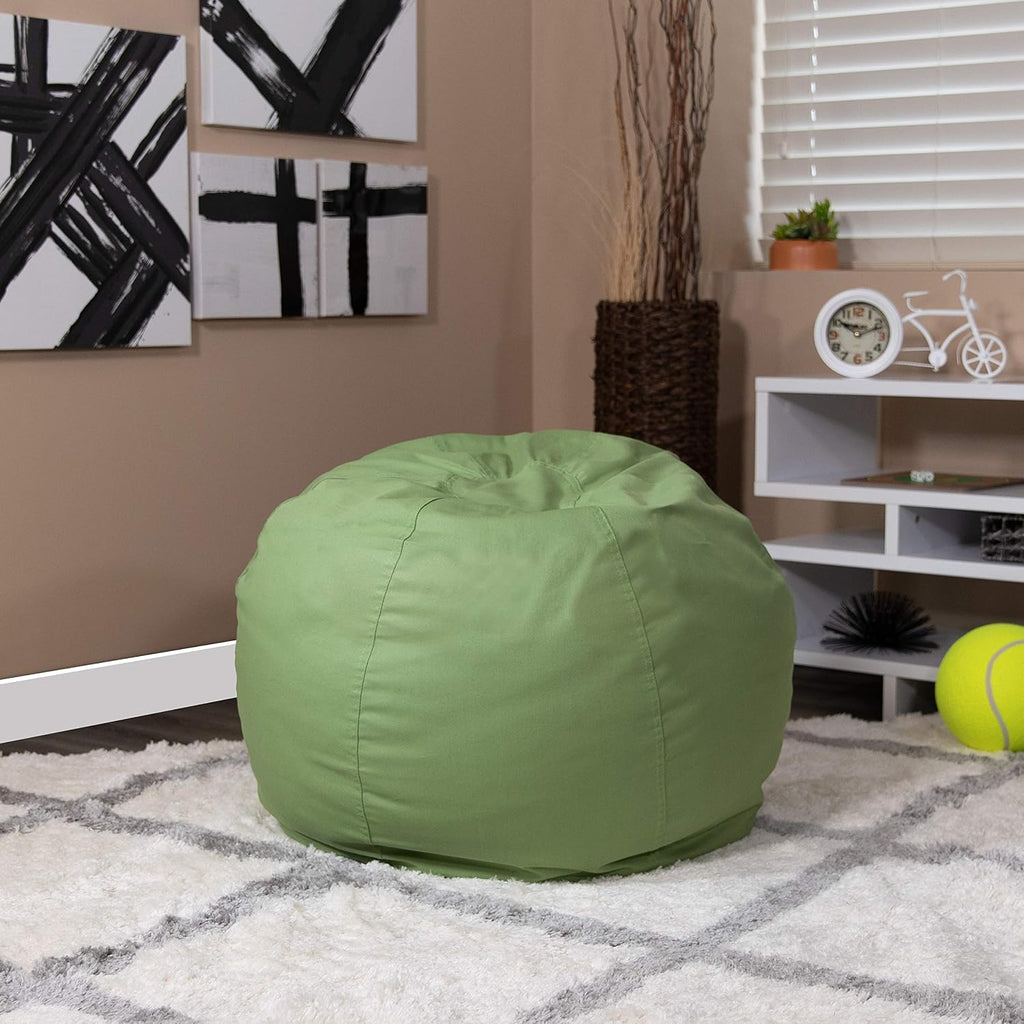 BizChair Small Solid Green Refillable Bean Bag Chair for Kids and Teens