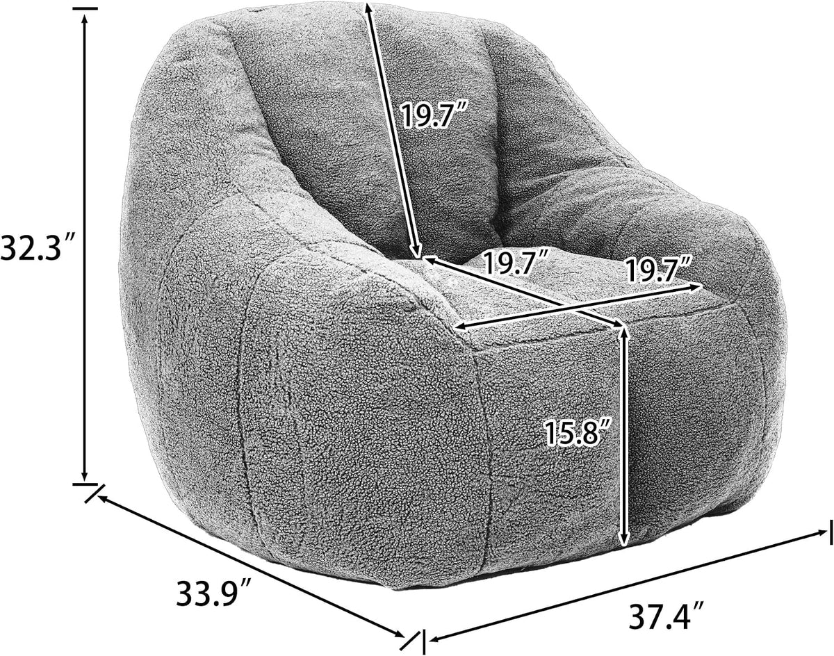 Bean Bag Chair - Plush Teddy Faux Fur, 46" Green