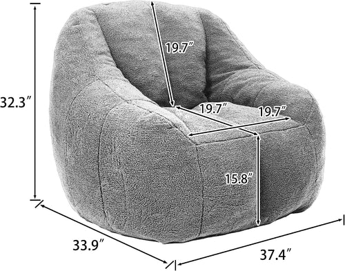 Bean Bag Chair - Plush Teddy Faux Fur, 46" Green