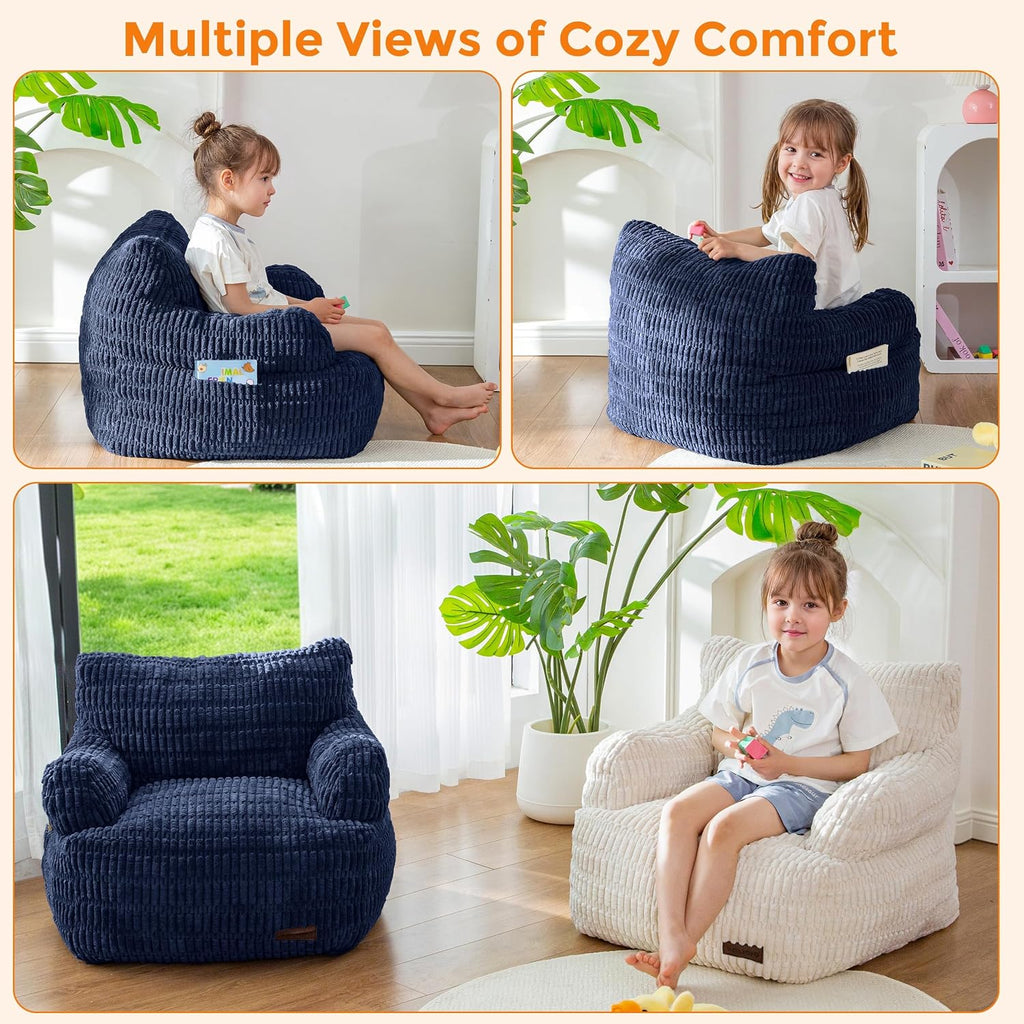 Kids Bean Bag Chair, Comfy Bean Bag Sofa with Filler, Bean Bag Chair for Boys and Girls, Lazy Sofa with Pocket Floor Chair for Gaming, Reading,Green
