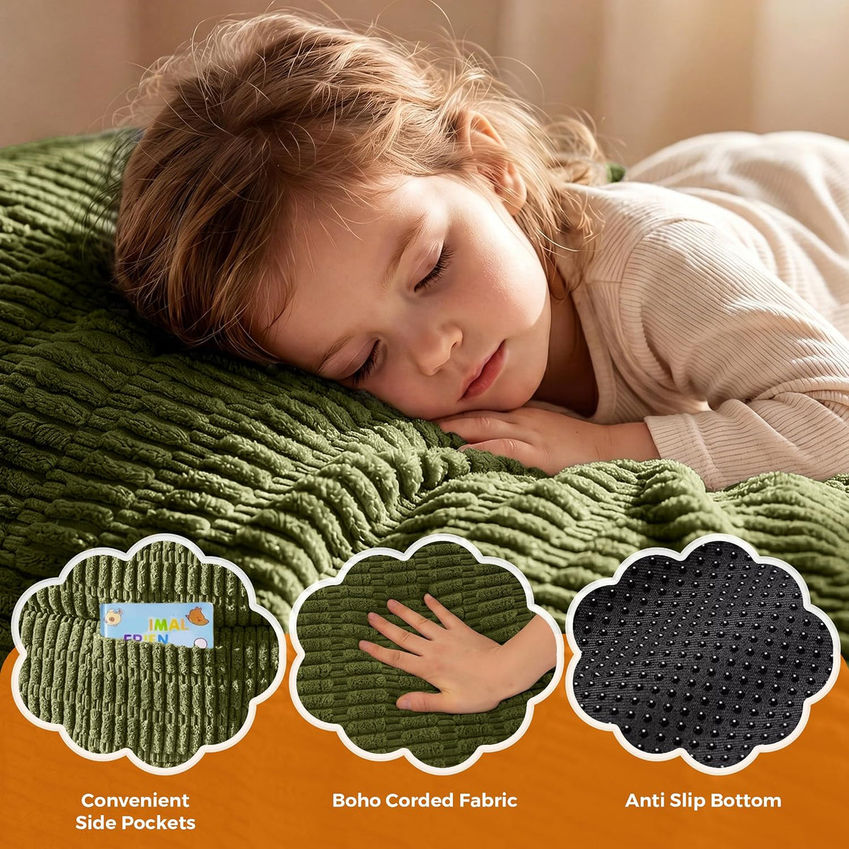 MAXYOYO Kids Bean Bag Chair, Comfy Bean Bag Sofa with Filler