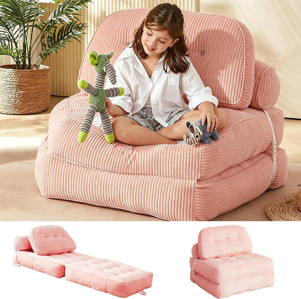 30" Kids Convertible Futon Sofa Bed,Foldable Sleeper Chair, Odorless & No Assembly,Space-Saving for Children's Room