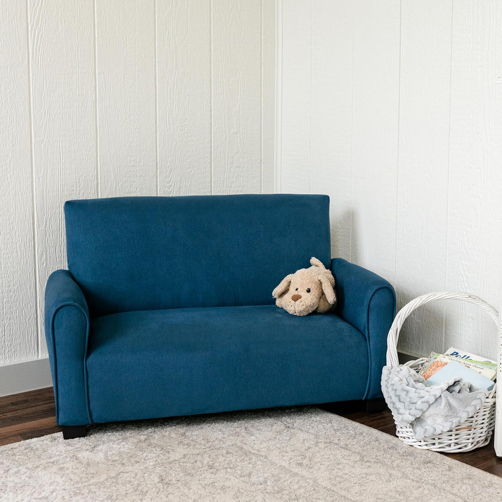 Toddler Upholstered Sofa (Navy Suede)