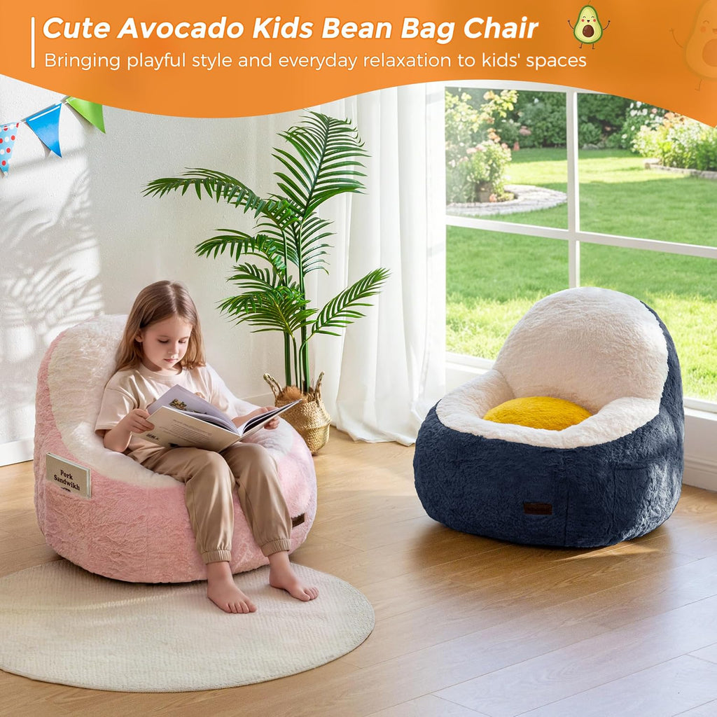 MAXYOYO Bean Bag Chair for Kids, Avocado-Shaped Faux Fur Chair
