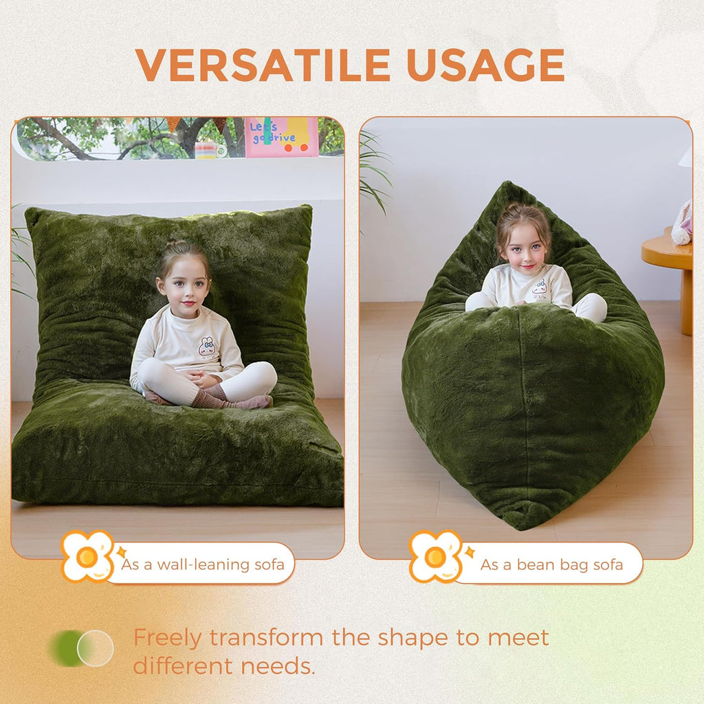 MAXYOYO 3 in 1 Kids Bean Bag Chair, Comfy Floor Sofa with Removed Cover